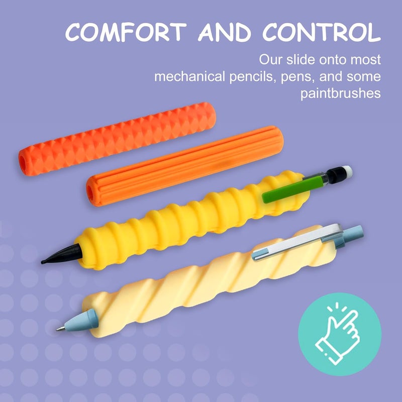 BTFSZ Pencil Grips, 4-Pack Textured Silicone Sleeves for Mechanical Pencils, Sensory Fidget ADHD Tool for Kids and Adults, Quiet Fidget Tools for Classroom Focus, Anxiety Relief (Yellow) - Image 3